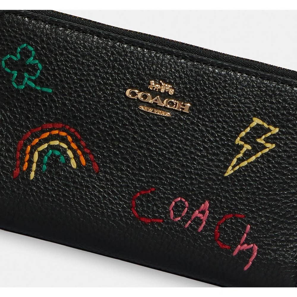 New 🎀 Coach Medium Id Zip Wallet With Diary Embroidery - Picture 3 of 6